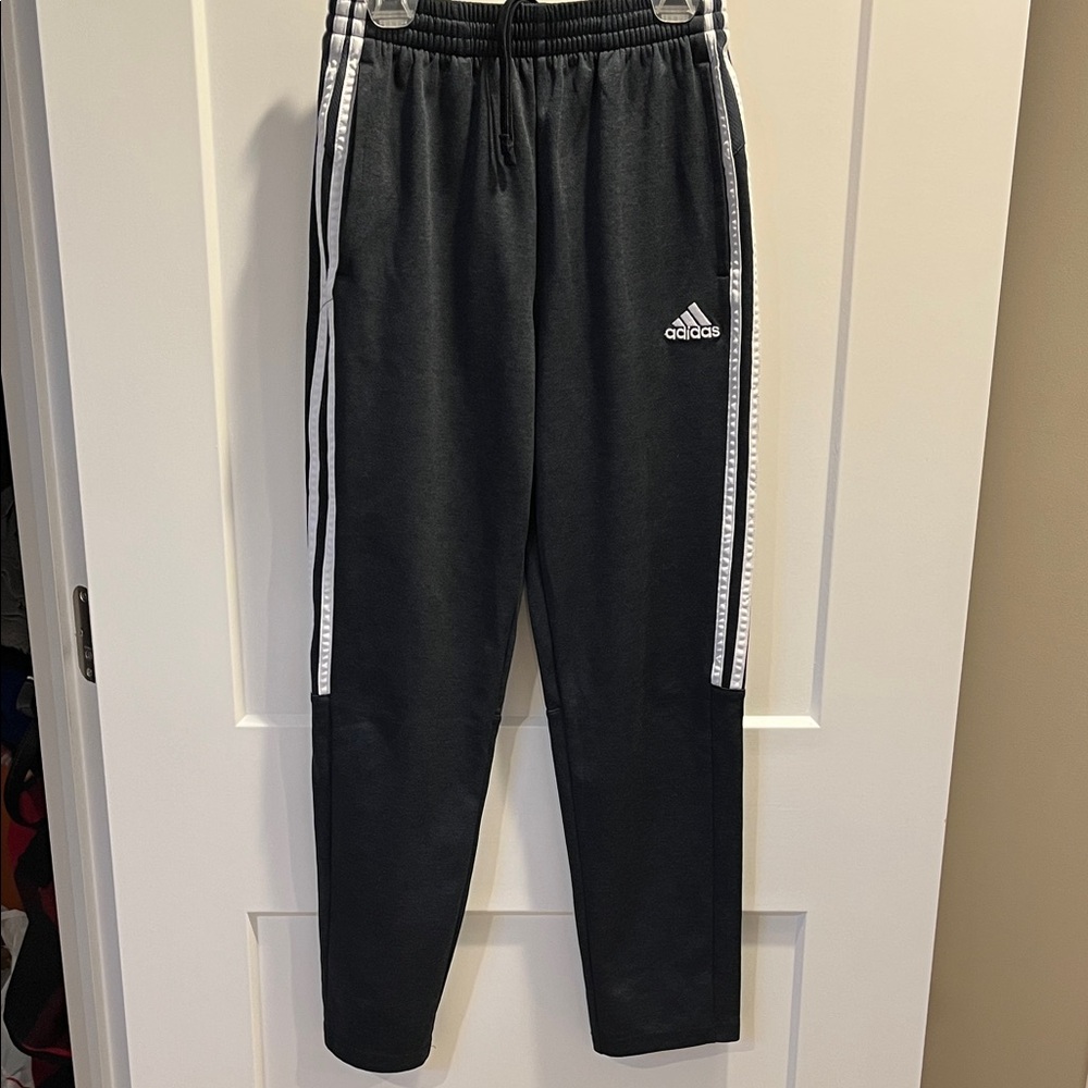 Adidas Kids Black Joggers with White Stripes
